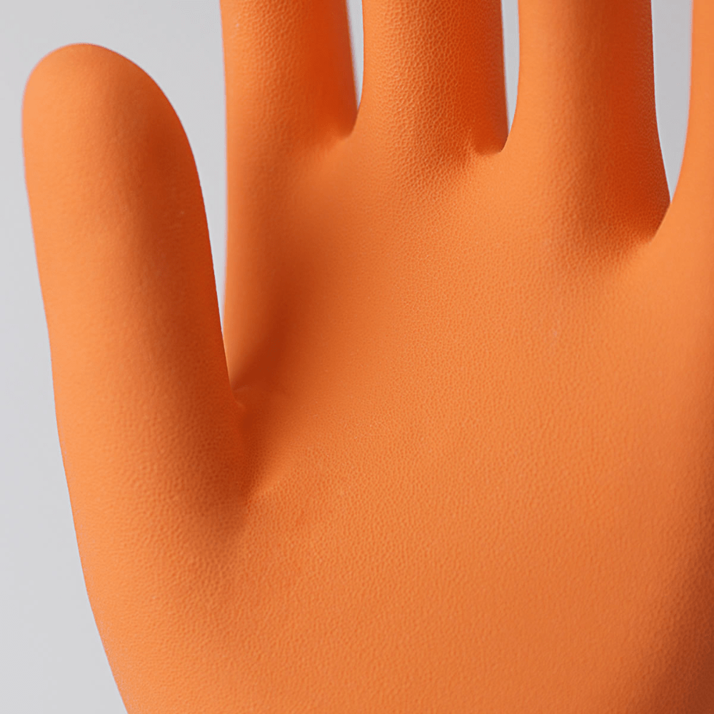 Luva de Látex Laranja G Sanro Plus CA 6110 Proteção Química e Mecânica